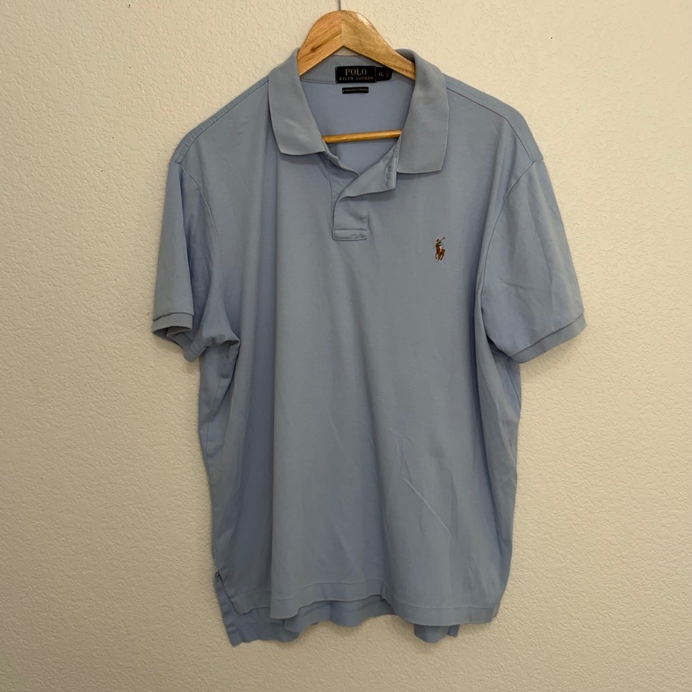 Polo Ralph Lauren Mens Pima Soft Touch Polo Shirt Light Blue XL Short Sleeve